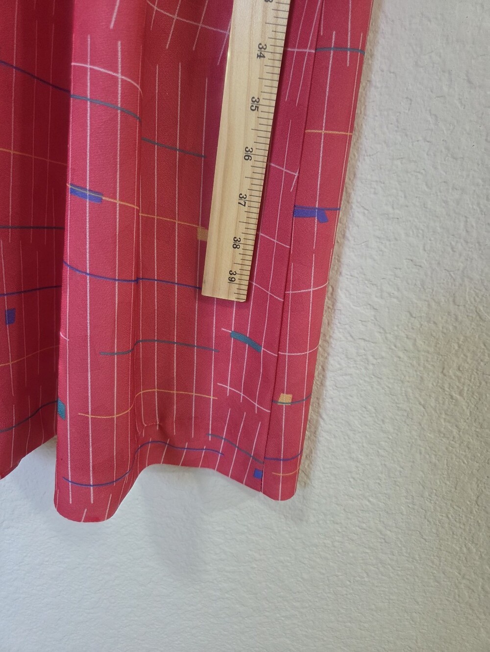 Vintage 90s CR Coral Pink Geometric Dress Womens 12 Medium/large - Picture 8 of 11